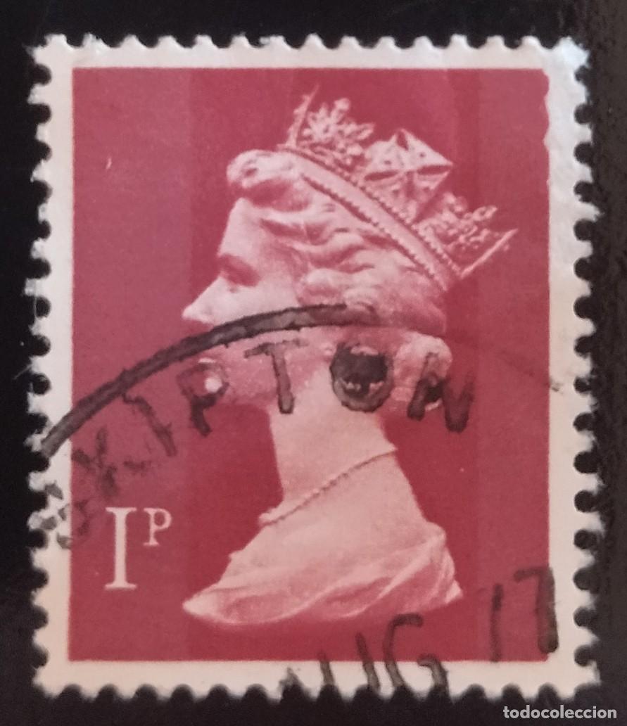 Sellos: GRAN BRETA&Ntilde;A Isabel II. 1 P - Mach&iacute;n. USADO.