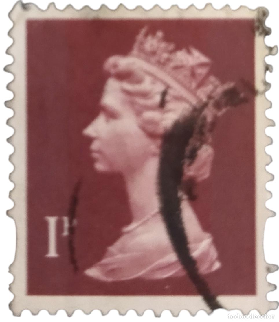 Sellos: GRAN BRETA&Ntilde;A 1993 Isabel II. 1 P - Mach&iacute;n. USADO.