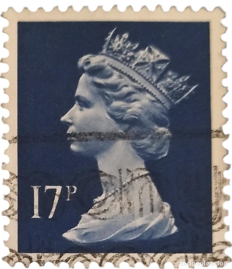Sellos: GRAN BRETA&Ntilde;A 1990 Isabel II. 17 P - Mach&iacute;n. USADO.