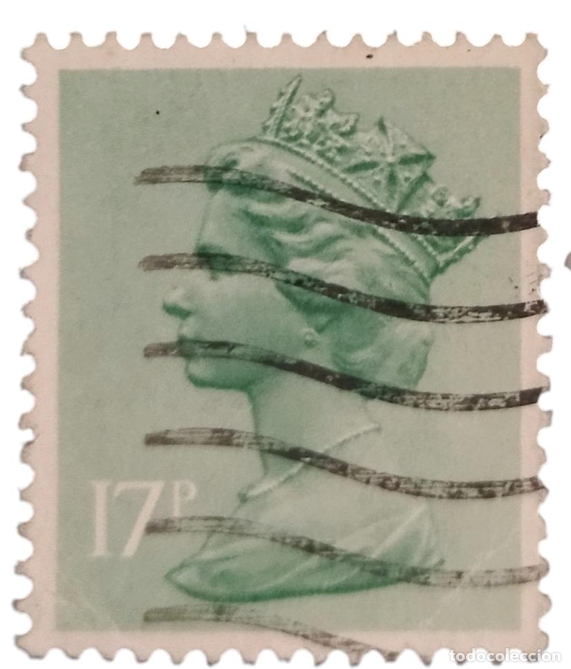 Sellos: GRAN BRETA&Ntilde;A 1980 Isabel II. 17 P - Mach&iacute;n. USADO.
