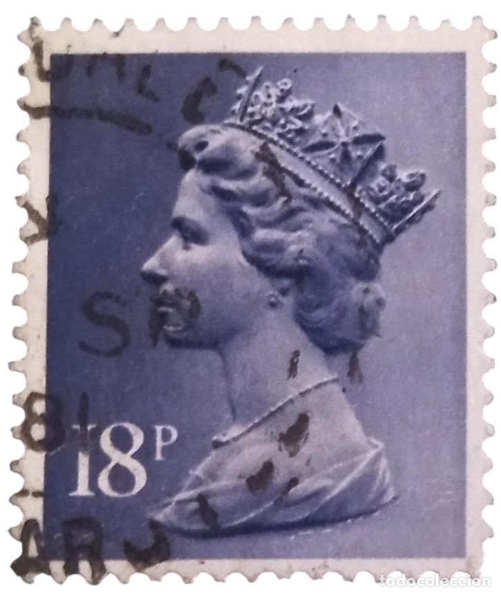 Sellos: GRAN BRETA&Ntilde;A 1981 Isabel II. 18 P - Mach&iacute;n. USADO.