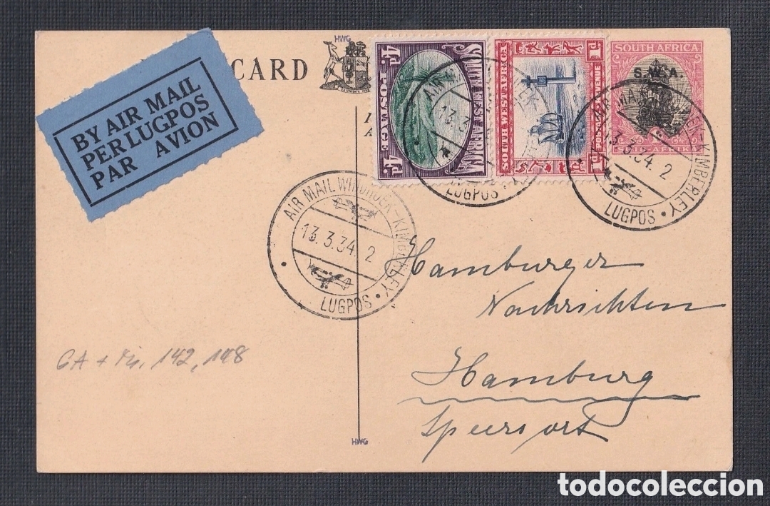 Sellos: Filatelia sellos Africa Sureste South West colonias 1934 correo a&eacute;reo