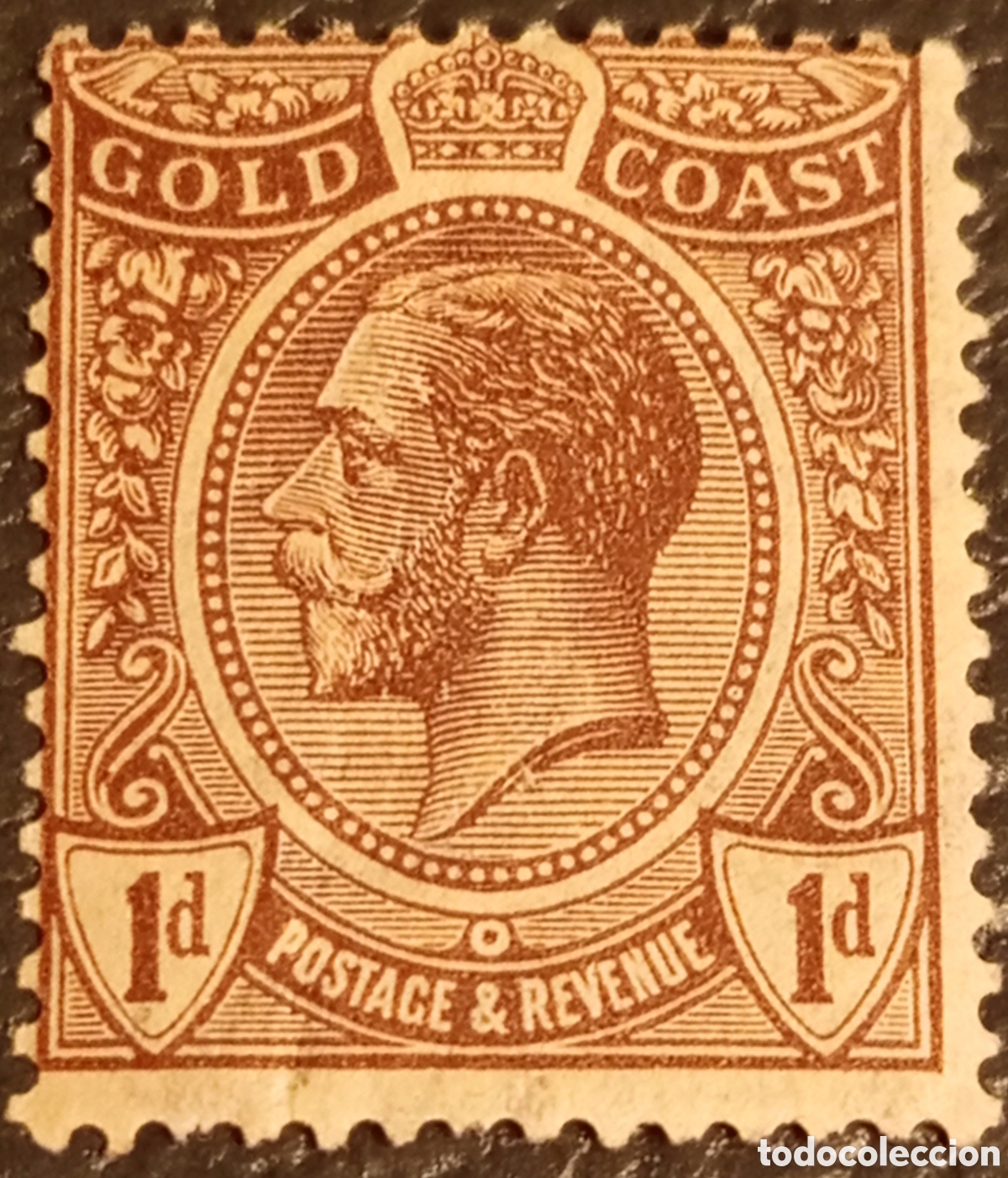 Sellos: Costa de Oro 1921-24 - Rey Jorge V - 1d Marr&oacute;n- MH (Scott #84 / SG #87