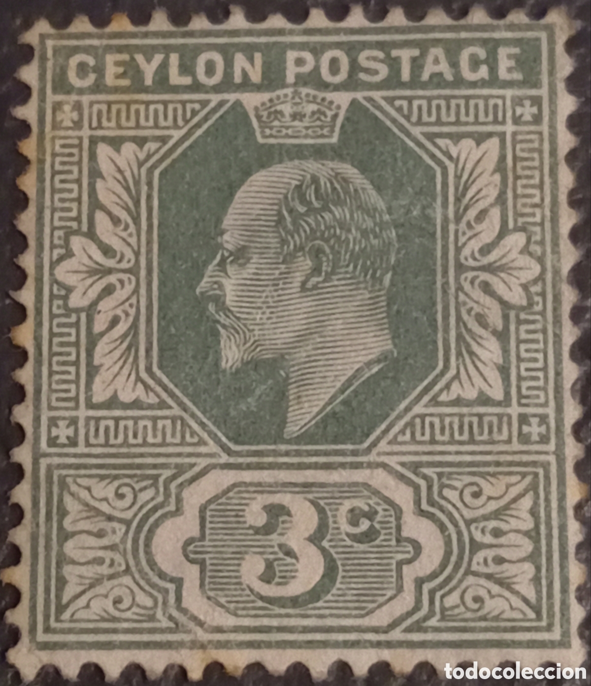 Sellos: Ceil&aacute;n 1904 - Sello 3c Verde Rey Eduardo VII (SG 279) MH