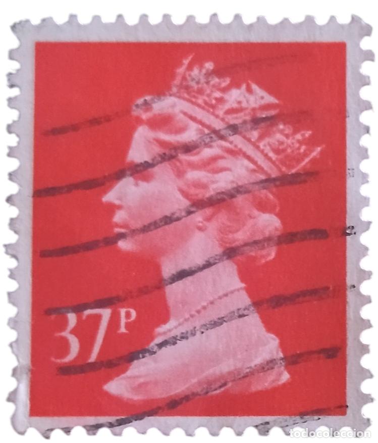 Sellos: GRAN BRETA&Ntilde;A 1989. ISABEL II 37 P - MACH&Iacute;N. USADO.