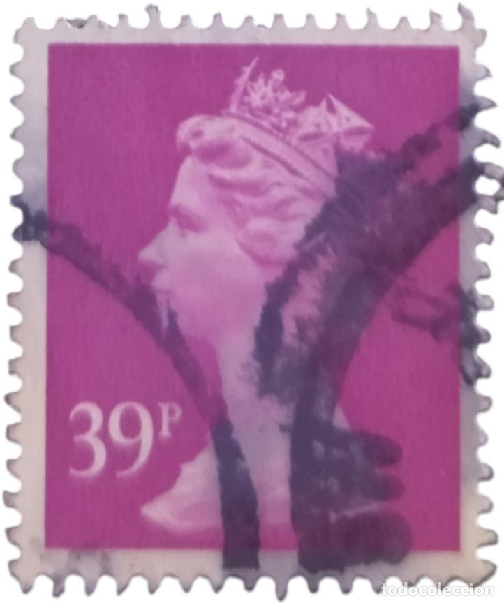 Sellos: GRAN BRETA&Ntilde;A 1991. ISABEL II 37 P - MACH&Iacute;N. USADO.