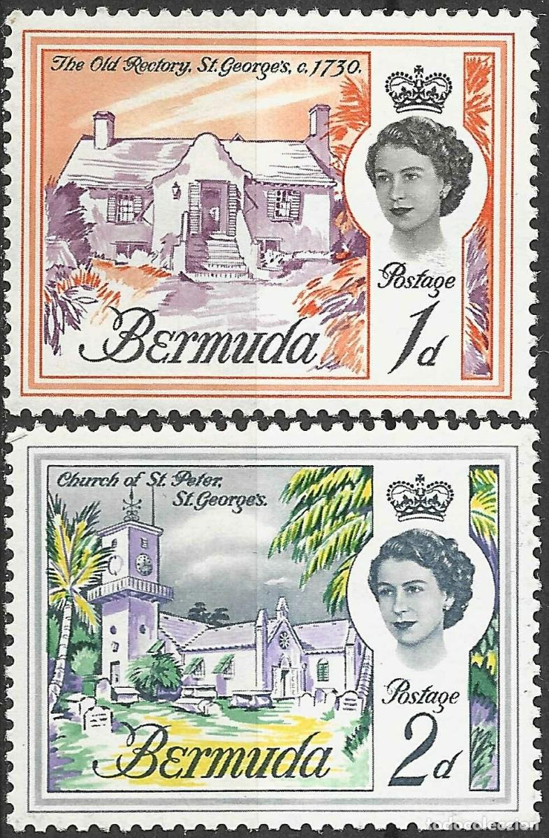 Sellos: BERMUDA/1962-5/MNG/SC#175-7, 179, 181-2, 188/ ARQUITECTURA COLONIAL/ REINA ELIZABETH II/ QEII/