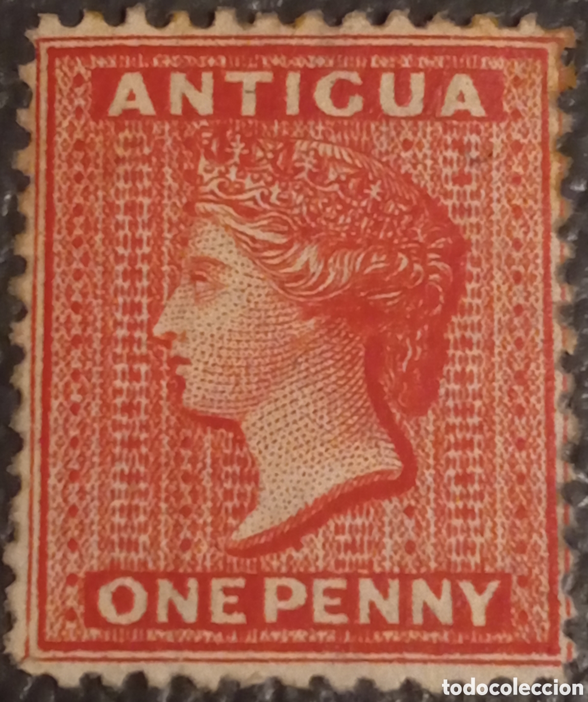 Sellos: Antigua 1884 - Sello 1 Penny Rojo Carm&iacute;n Reina Victoria - Cat. Michel N&ordm; 4CC