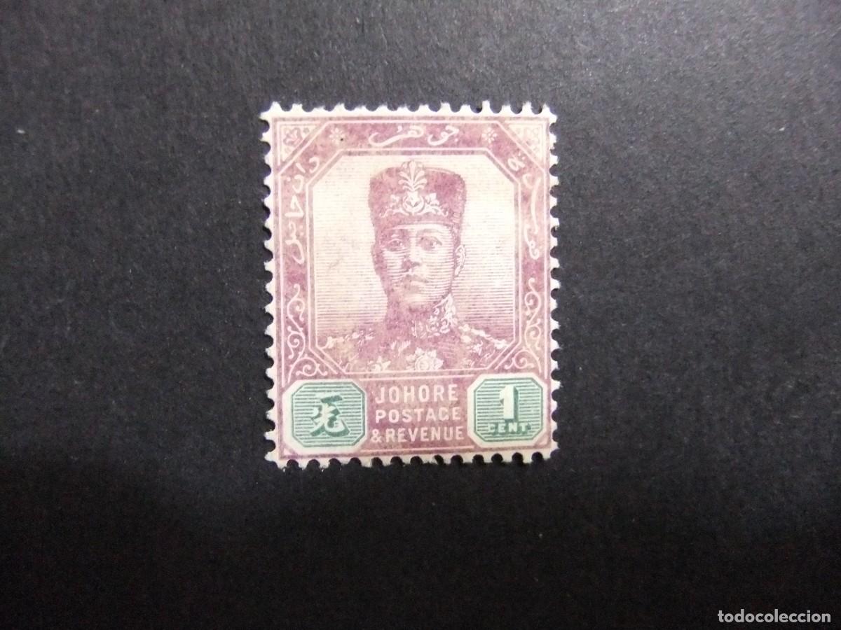Sellos: 43 JOHORE MALAYSIA 1904 1912 / SULTAN IBRAHIM sin bigote / YVERT 43 MH