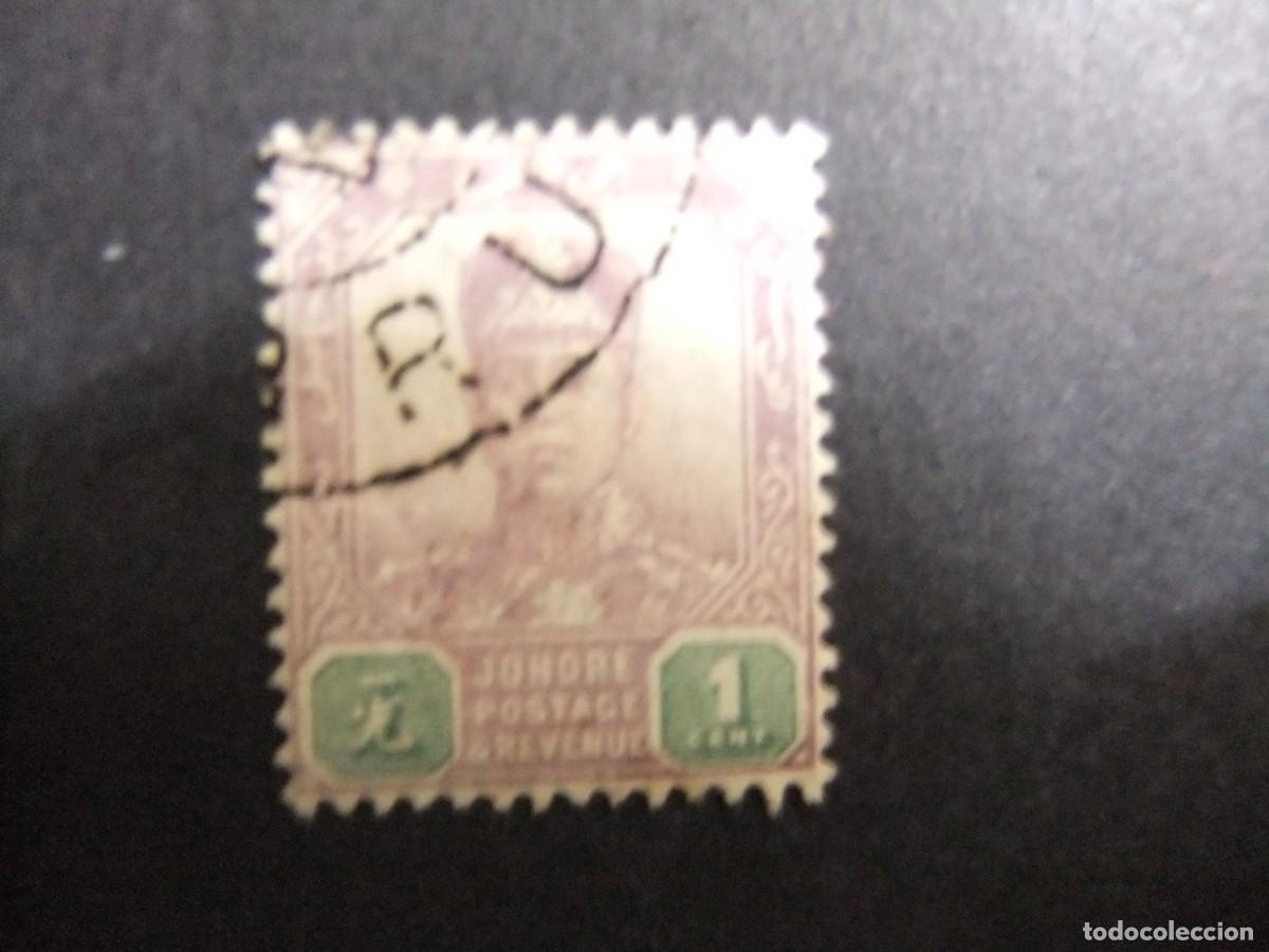 Sellos: 43 JOHORE MALAYSIA 1904 1912 / SULTAN IBRAHIM sin bigote / YVERT 43 FU