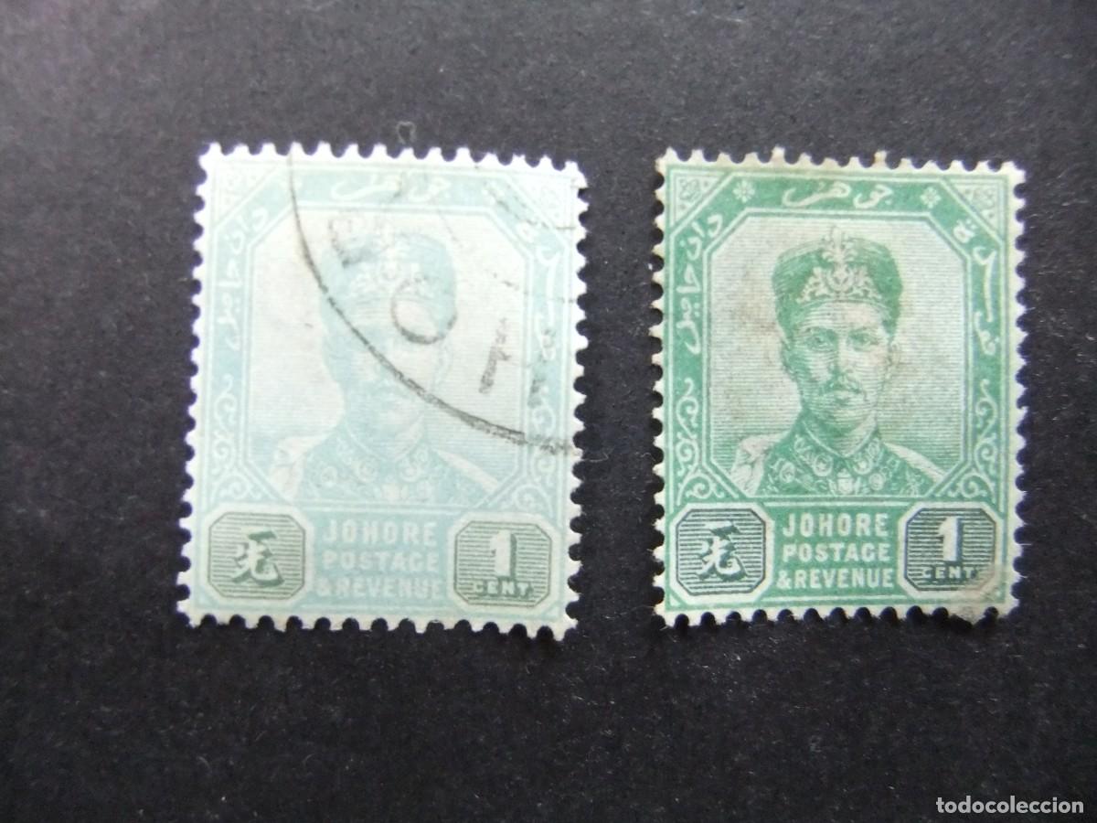 Sellos: 43 JOHORE MALAYSIA 1896 1899 / SULTAN IBRAHIM / YVERT 21 + 21 color FU