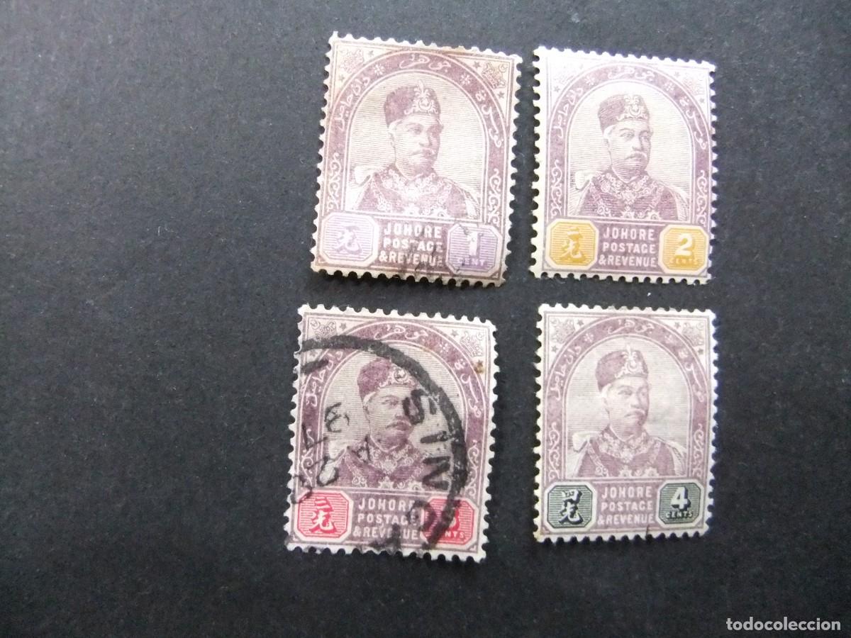 Sellos: 43 JOHORE MALAYSIA 1892 / SULTAN ABOUBAKAR / YVERT 3 + 4 + 5 + 6 deff. FU