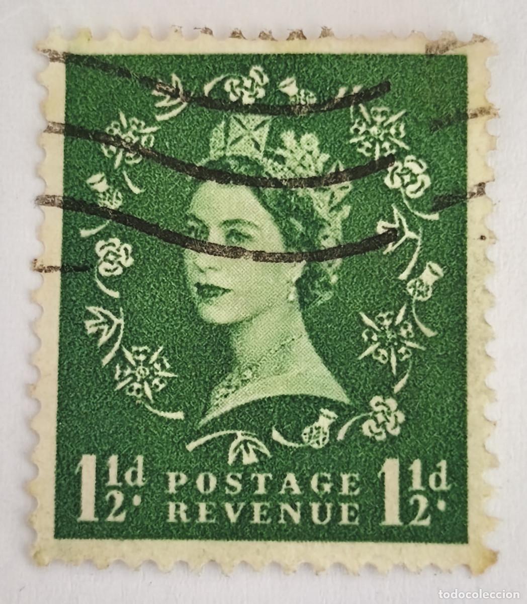 Sellos: USADOS - GB - Reina Elizabeth II 1952-54 1 1/2 d - Yvert 264