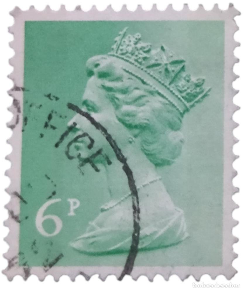 Sellos: GRAN BRETA&Ntilde;A 1971 ISABEL II. 6 P - MACH&Iacute;N. USADO.