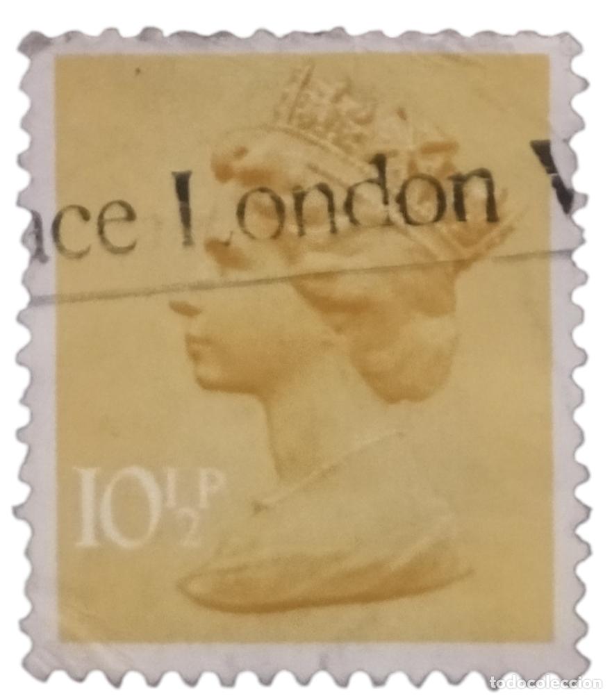 Sellos: GRAN BRETA&Ntilde;A 1976 ISABEL II. 10&frac12; P - MACH&Iacute;N. USADO.