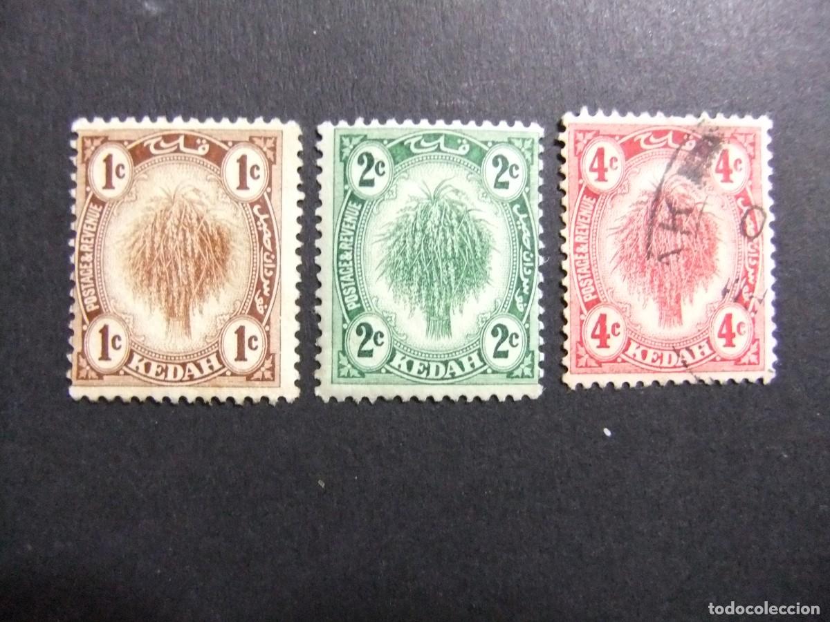 Sellos: 43 KEDAH MALAYSIA 1919 1921 / ARROZAL / YVERT 15 +16 +18 FU MH