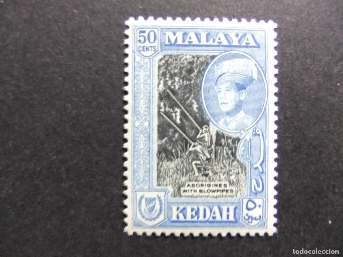Sellos: 43 KEDAH MALAYSIA 1959 / INDIGENAS CAZANDO y SULTAN ABDUL HALIM MUAZZAM SHAH / YVERT 108 MH