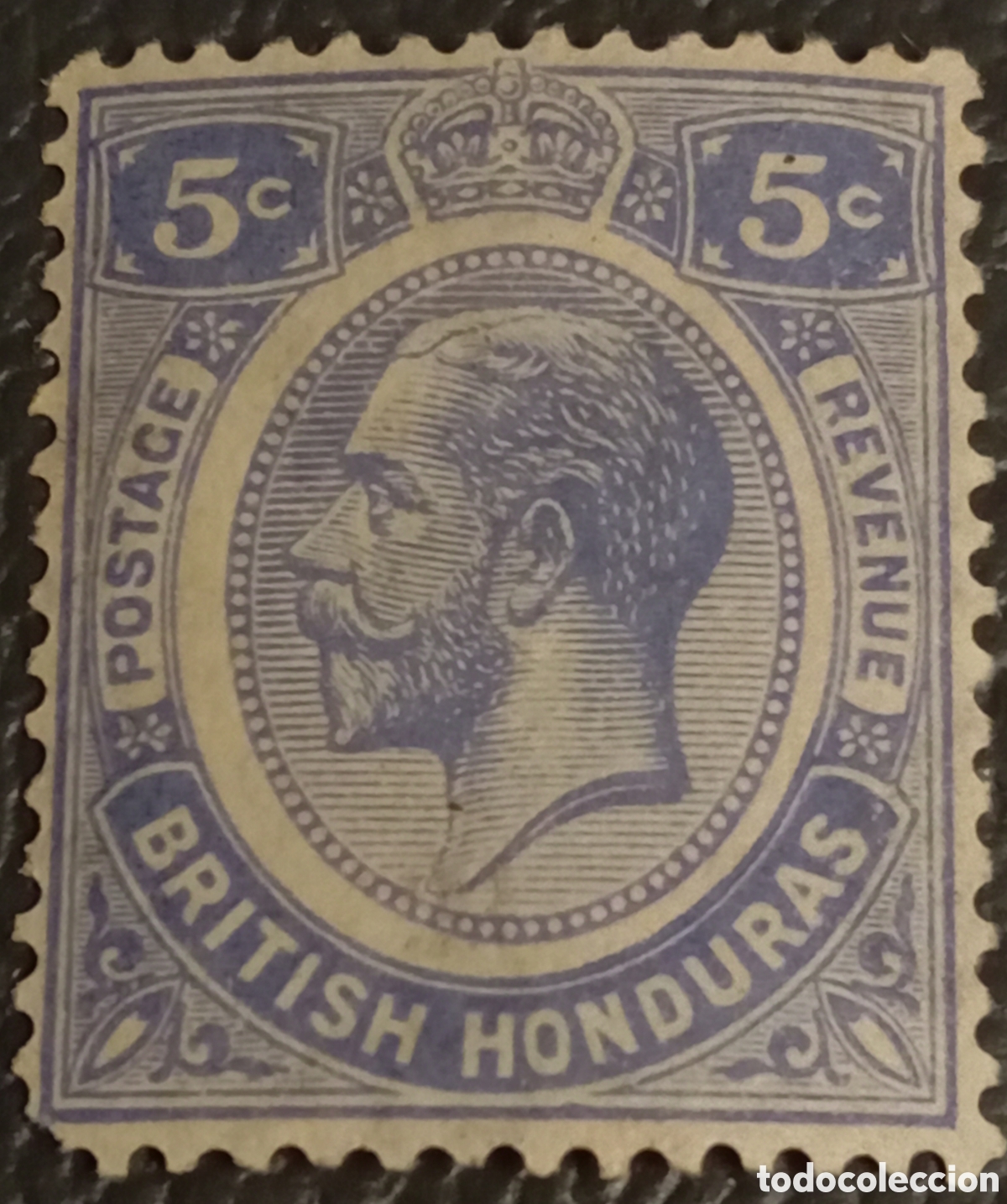 Sellos: Honduras Brit&aacute;nica 1922 Rey Jorge V 5c Azul - Scott #97 / SG #131 - MNH