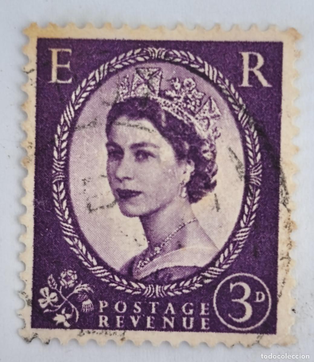 Sellos: USADOS - GB - Reina Elizabeth II 1954-72 3 d - Yvert 267