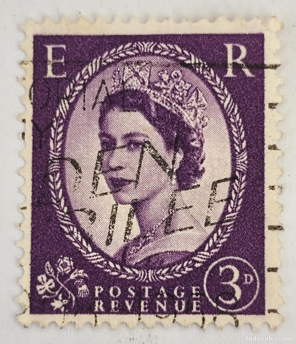Sellos: USADOS - GB - Reina Elizabeth II 1954-72 3 d - Yvert 267