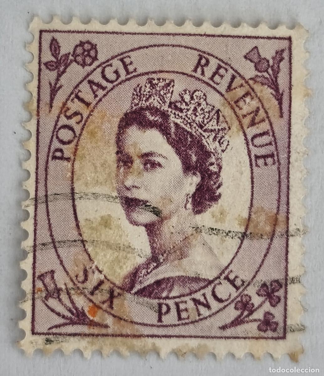Sellos: USADOS - GB - Reina Elizabeth II 1954-72 6 pence - Yvert 270