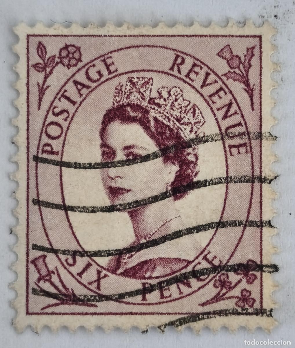 Sellos: USADOS - GB - Reina Elizabeth II 1954-72 6 pence - Yvert 270
