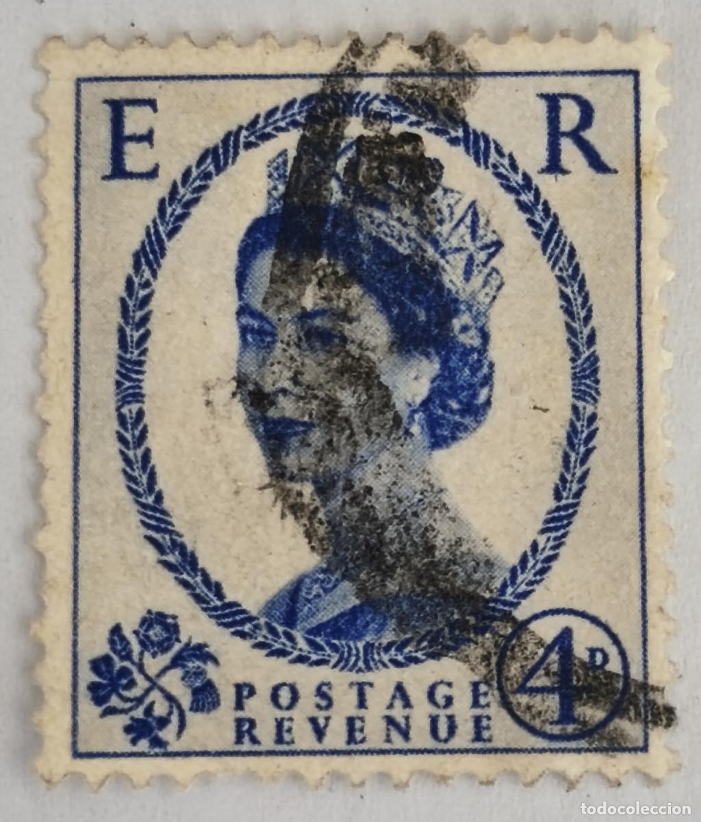 Sellos: USADOS - GB - Reina Elizabeth II 1955-72 4 d - Yvert 292