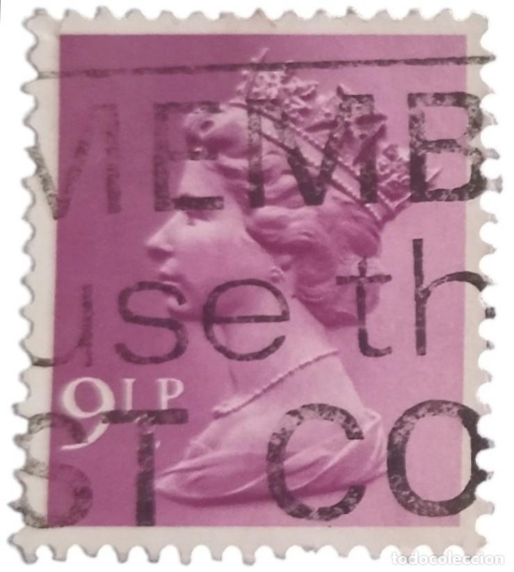 Sellos: GRAN BRETA&Ntilde;A 1976 Isabel II. 9 &frac12; P - Mach&iacute;n. USADO.