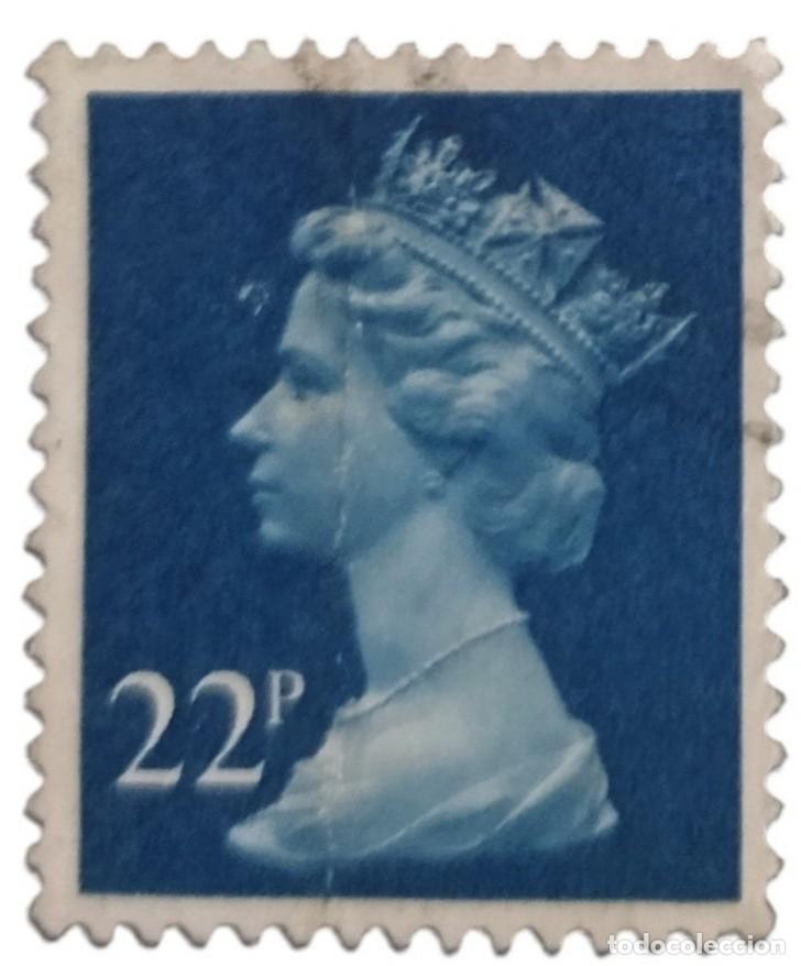 Sellos: GRAN BRETA&Ntilde;A 1980 Isabel II. 22 P - Mach&iacute;n. USADO.