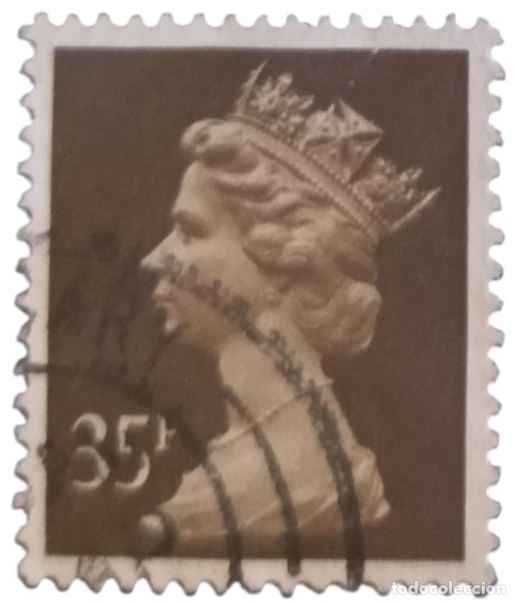 Sellos: GRAN BRETA&Ntilde;A 1988 Isabel II. 35 P - Mach&iacute;n. USADO.