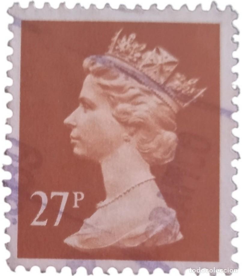 Sellos: GRAN BRETA&Ntilde;A 1988 Isabel II. 27 P - Mach&iacute;n. USADO.