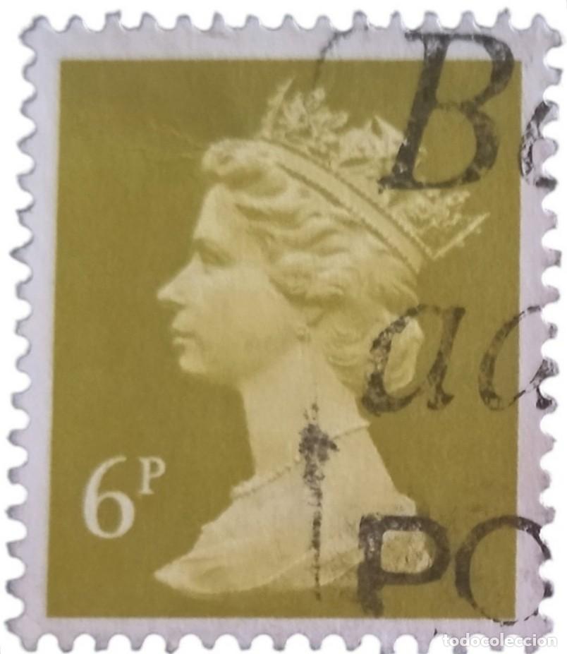 Sellos: GRAN BRETA&Ntilde;A 1991 Isabel II. 6 P - Mach&iacute;n. USADO.