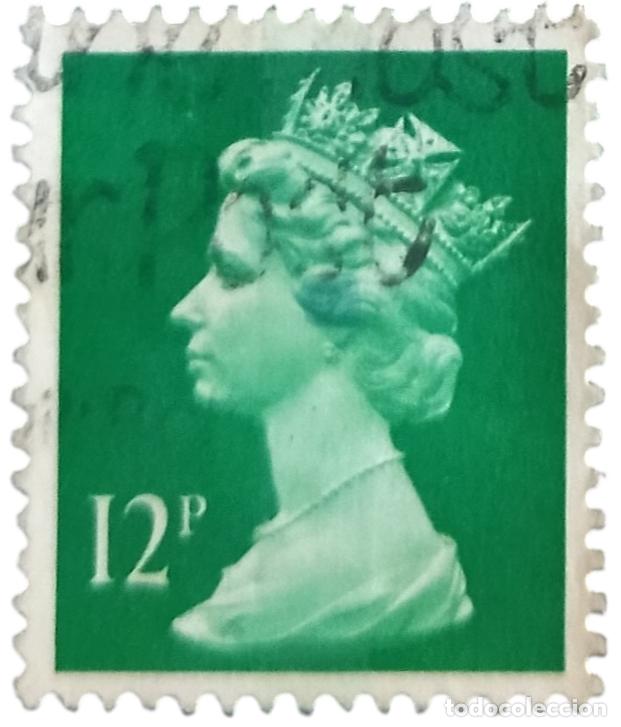 Sellos: GRAN BRETA&Ntilde;A 1985 Isabel II. 12 P - Mach&iacute;n. USADO.