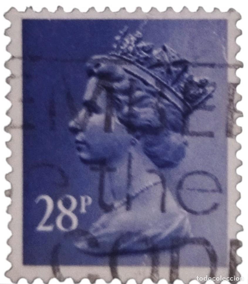 Sellos: GRAN BRETA&Ntilde;A 1983 Isabel II. 28 P - Mach&iacute;n. USADO.