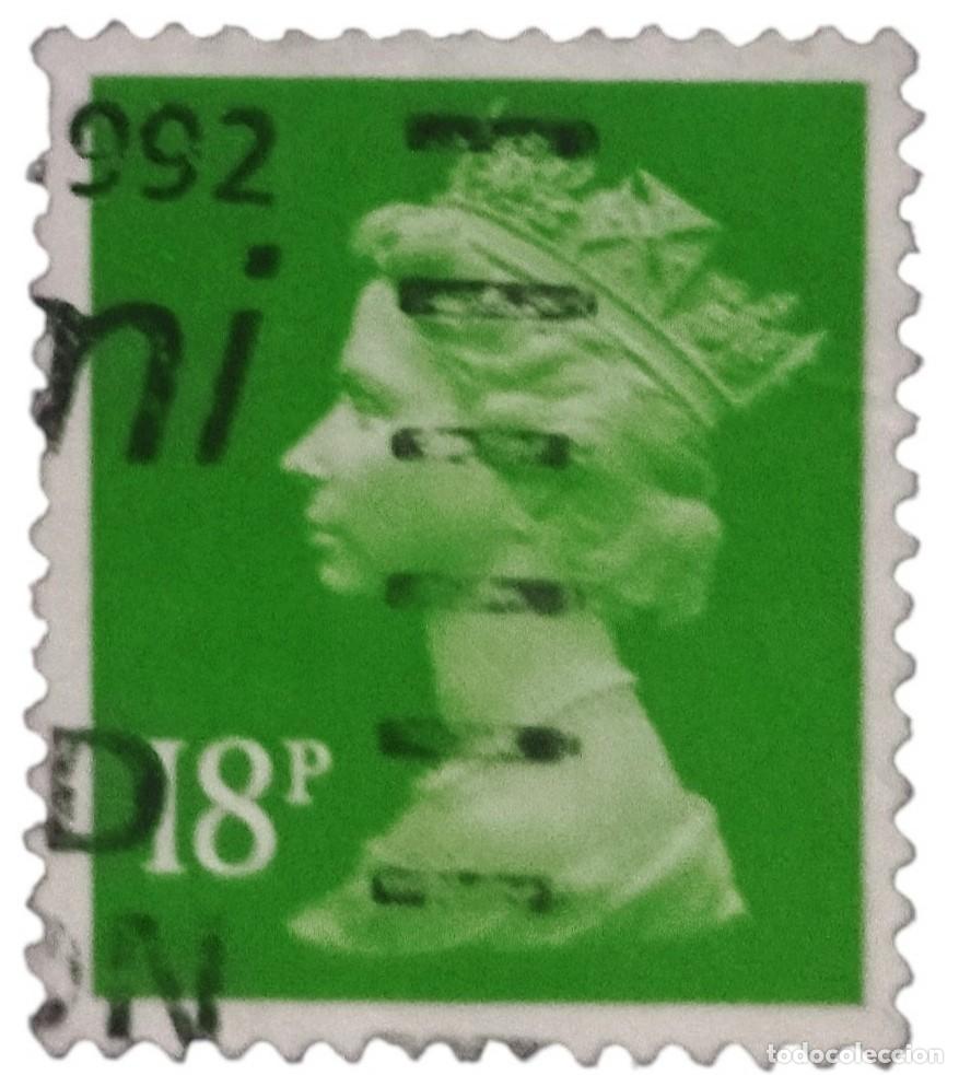 Sellos: GRAN BRETA&Ntilde;A 1991 Isabel II. 18 P - Mach&iacute;n. USADO.