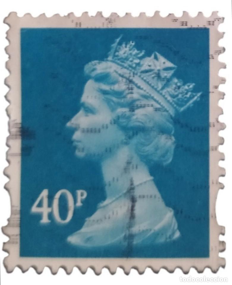 Sellos: GRAN BRETA&Ntilde;A 2004 Isabel II. 40 P - Mach&iacute;n. USADO.