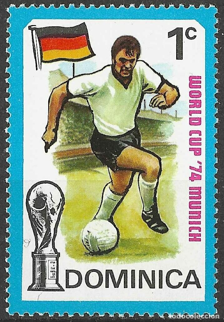 Sellos: DOMINICA/1974/MH/SC#396/MUNDIAL DE FUTBLO DE ALEMANIA/ 1c JUGADORE DE ALEMANIA FEDERAL