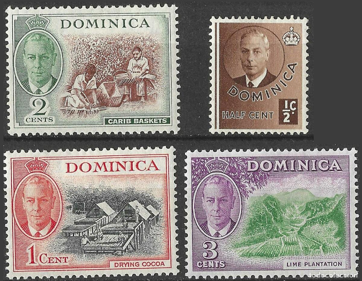 Sellos: DOMINICA/1951/MH/SC#122-5/ REY JEORGE VI / KGVI / PAISAJES