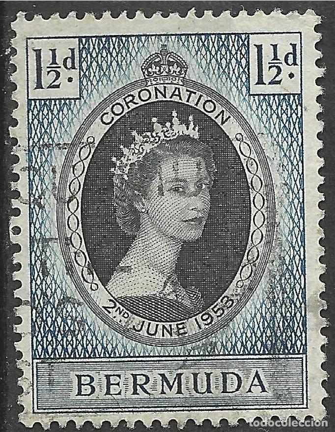 Sellos: BERMUDA/1953/USED/SC#142/ EMISION COROANCION DE REINA ELIZABETH / REALEZA