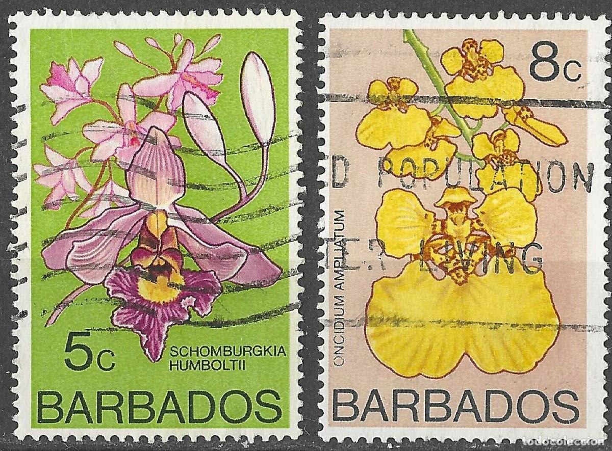 Sellos: BARBADOS/1974/USED/SC#400-1/ ORQUIDEAS / FLORES