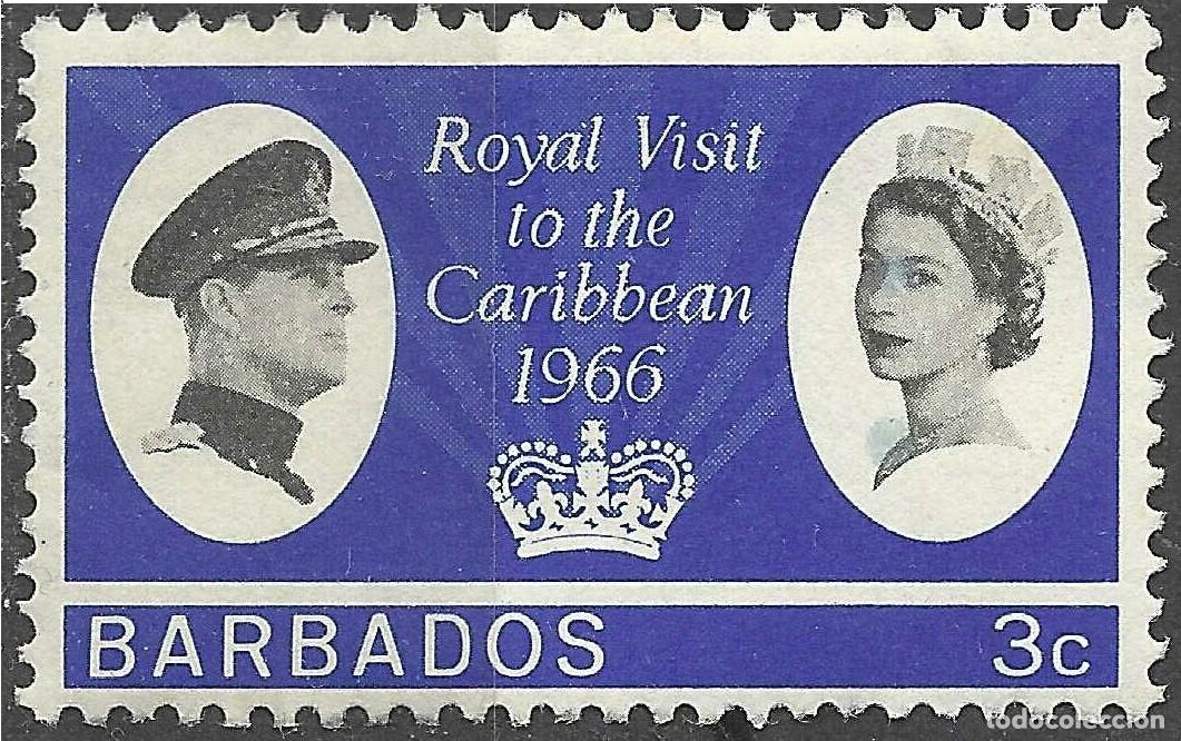 Sellos: BARBADOS/1966/MH/SC#285/ REINA ELIZABETH II / QEII / EMISION VISTA REAL AL CARIBE/ 3c