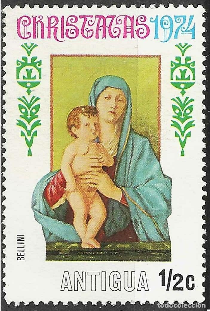 Sellos: ANTIGUA/1974/MH/SC#353/ NAVIDADES/ PINTURA/ LA VIRGEN Y EL NI&Ntilde;O POR GIOVANNI BELLINI