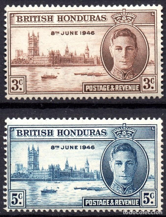 Sellos: BRITISH HONDURAS/1946/MH/SC#126-7/EMISION DE PAZ / REY JORGE VI / KGVI / FULL SET