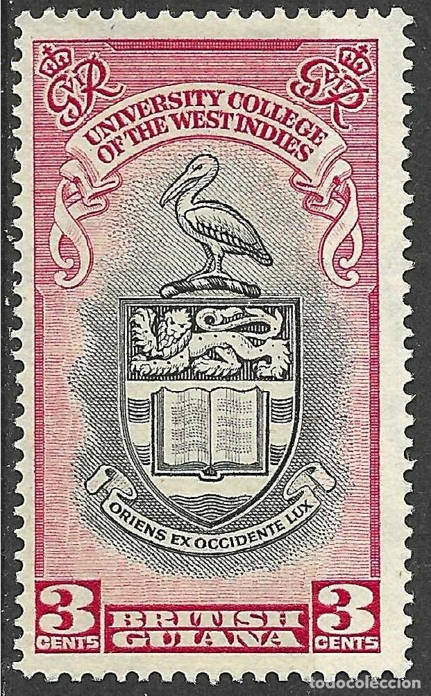 Sellos: BRITISH GUIANA/1951/MNH/SC#250/ EMISION UNIVERSIDADESS/ 3c CARMINN & NEGRO