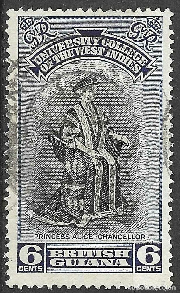Sellos: BRITISH GUIANA/1951/USED/SC#251/ EMISION UNIVERSIDADES/ 6c ULTRA PROFUNDO & NEGRO