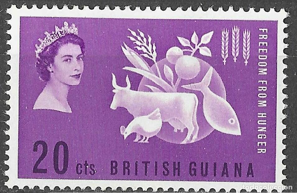 Sellos: BRITISH GUIANA/1964/MH/SC#271/ EMSION LIBERACION DEL HAMBRE/ QEII