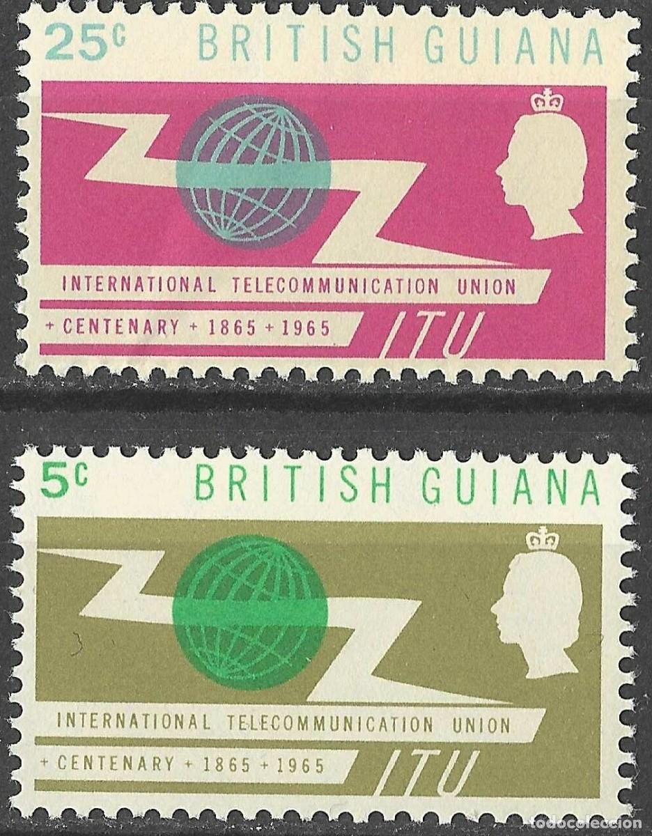 Sellos: BRITISH GUIANA/1965/MH/SC#293-4/ EMISION ITU / UNION INTERNACIONAL DE TELECOMUNICACIONES / FULL SET