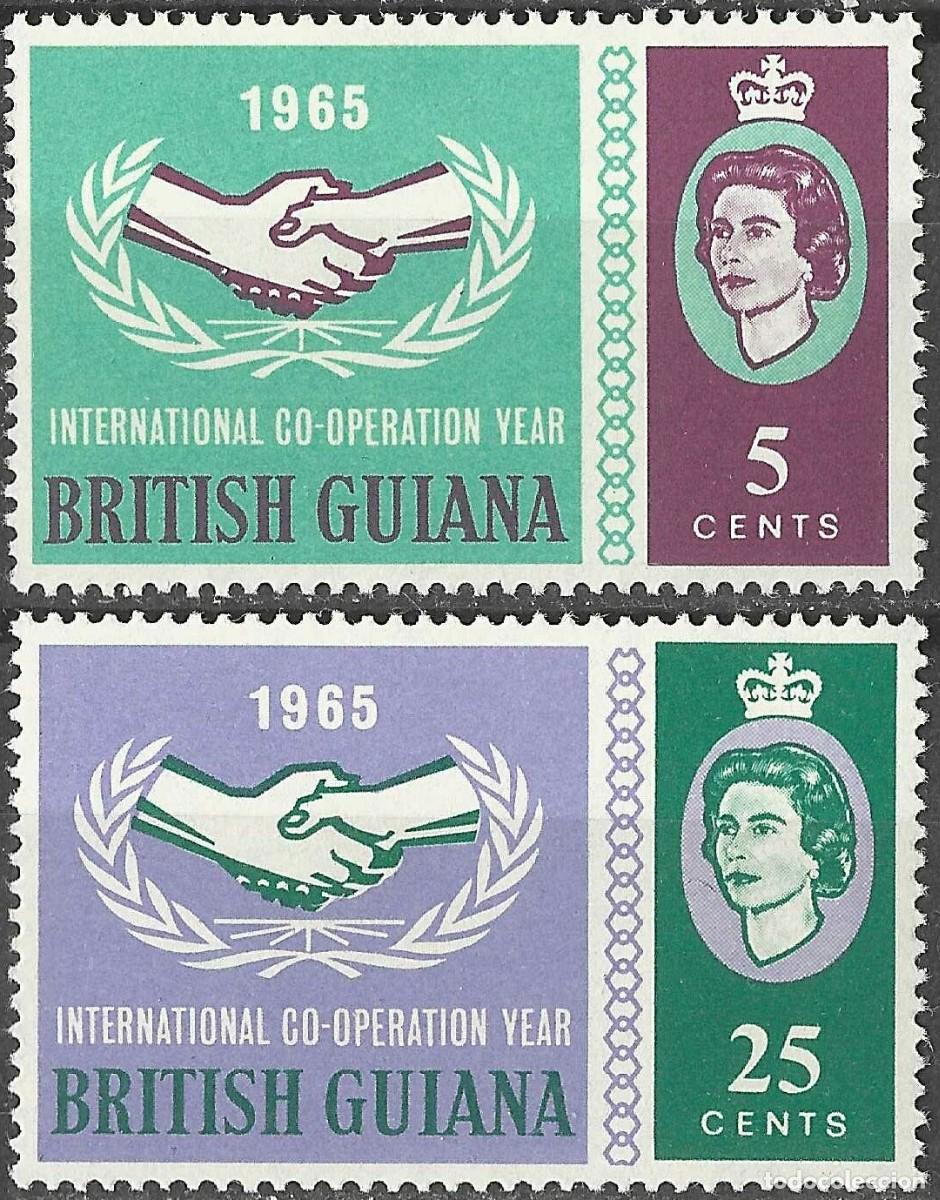 Sellos: BRITISH GUIANA/1965/MNH/SC#295-6/EMISION A&Ntilde;O INTL. DE LA COOPERACION / FULL SET
