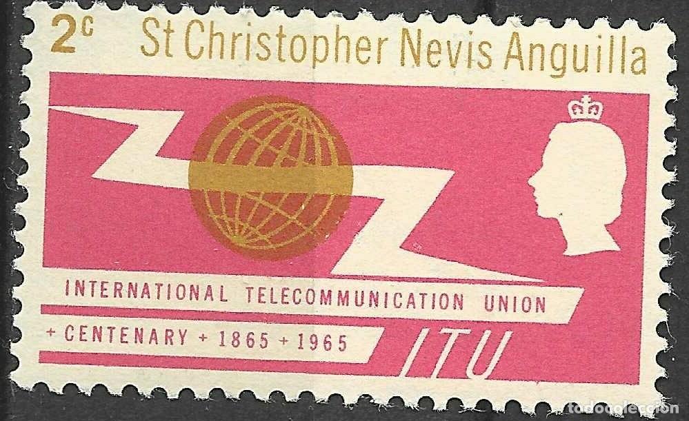 Sellos: ST. KITTS & NEVIS/1965/MH/SC#163/ EMISION ITU / CENT UNION INTERNAT&iexcl;CIONAL COMUNICACIONES / 2c