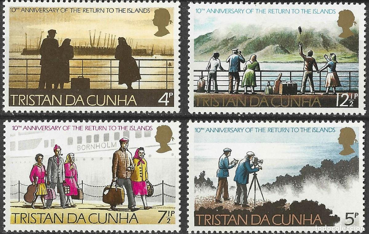 Sellos: TRISTAN DA CUNHA/1973/MH/SC#185-8/ 10&ordm; ANIV. REGRESO DE HABITANTES A LA ISLA/ FULL SET